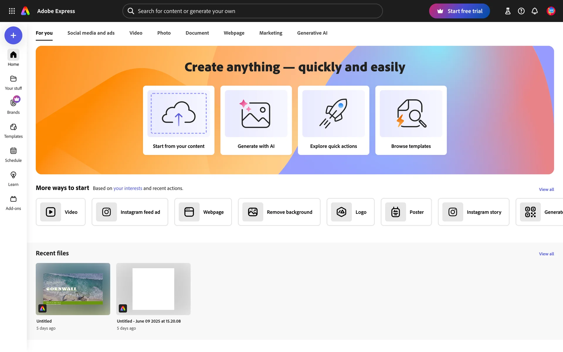 Adobe Express screenshot