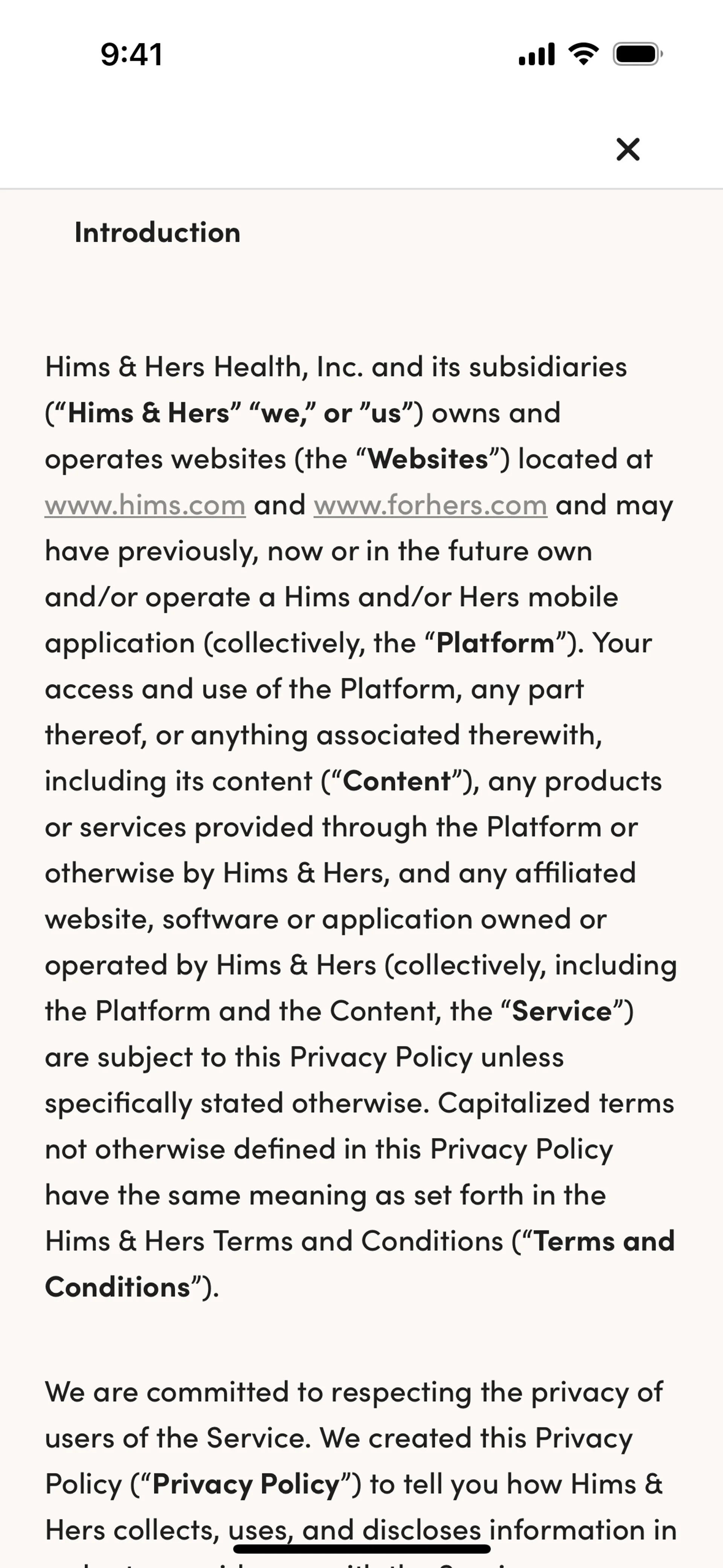 Hims — Health скриншот интерфейса