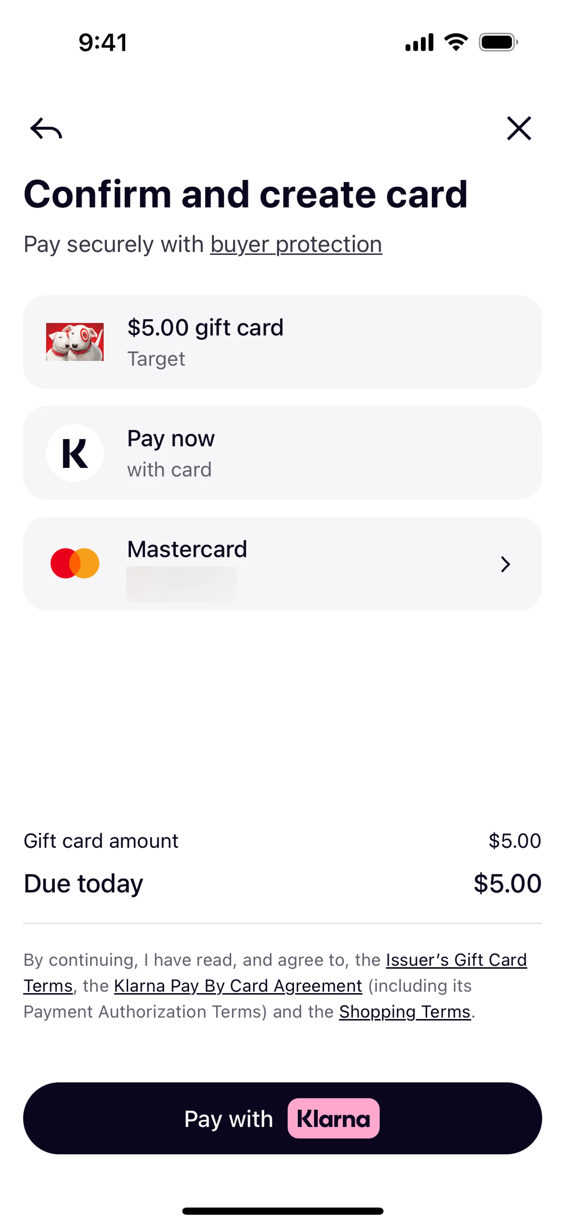 Klarna — Fintech скриншот интерфейса