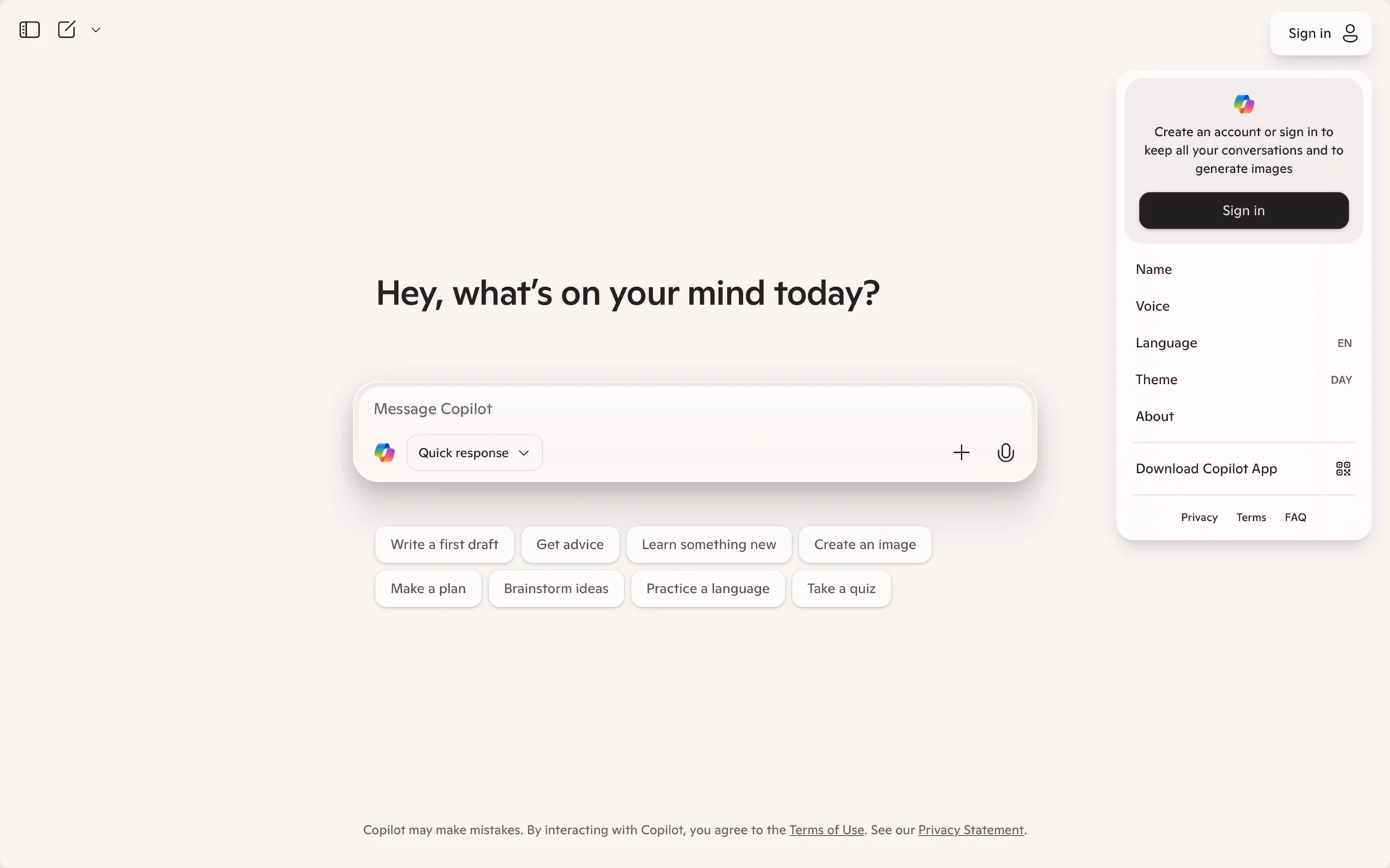 Microsoft Copilot screenshot