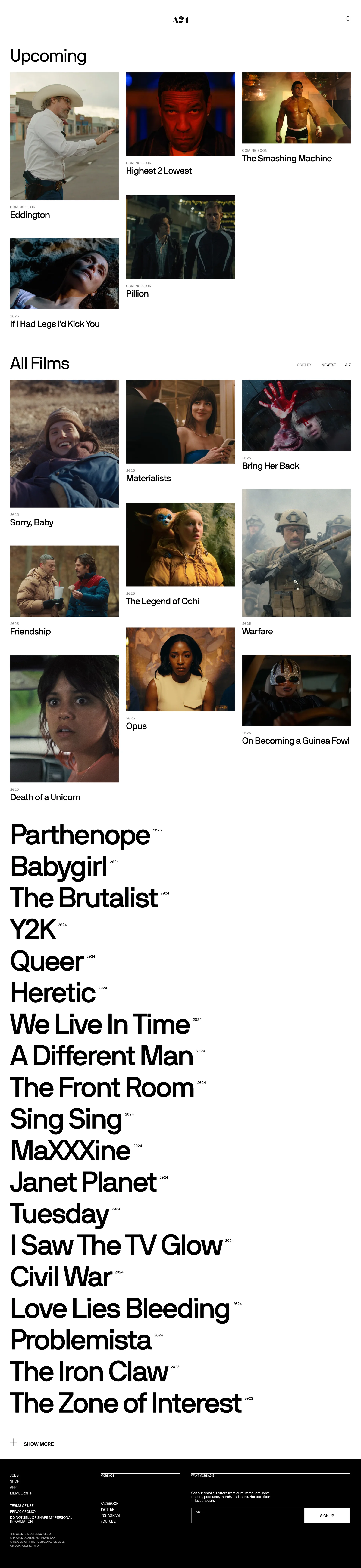 A24 — Entertainment скриншот интерфейса