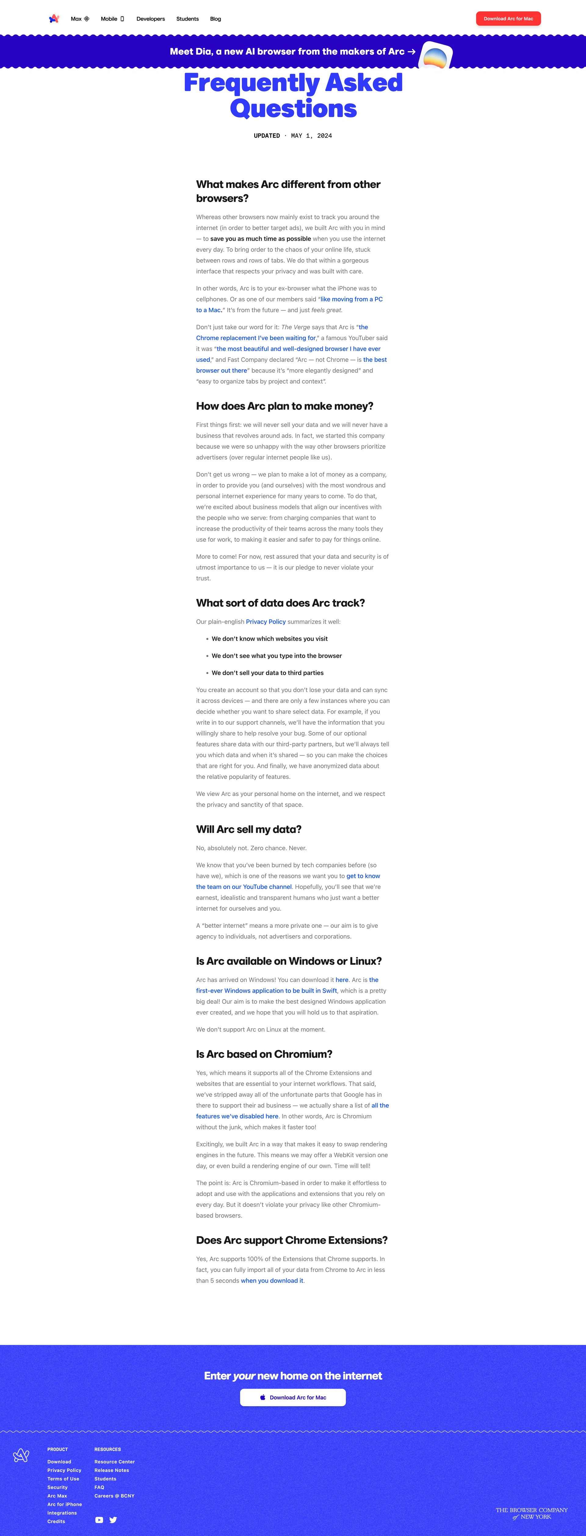 Arc — Developer Tools скриншот интерфейса