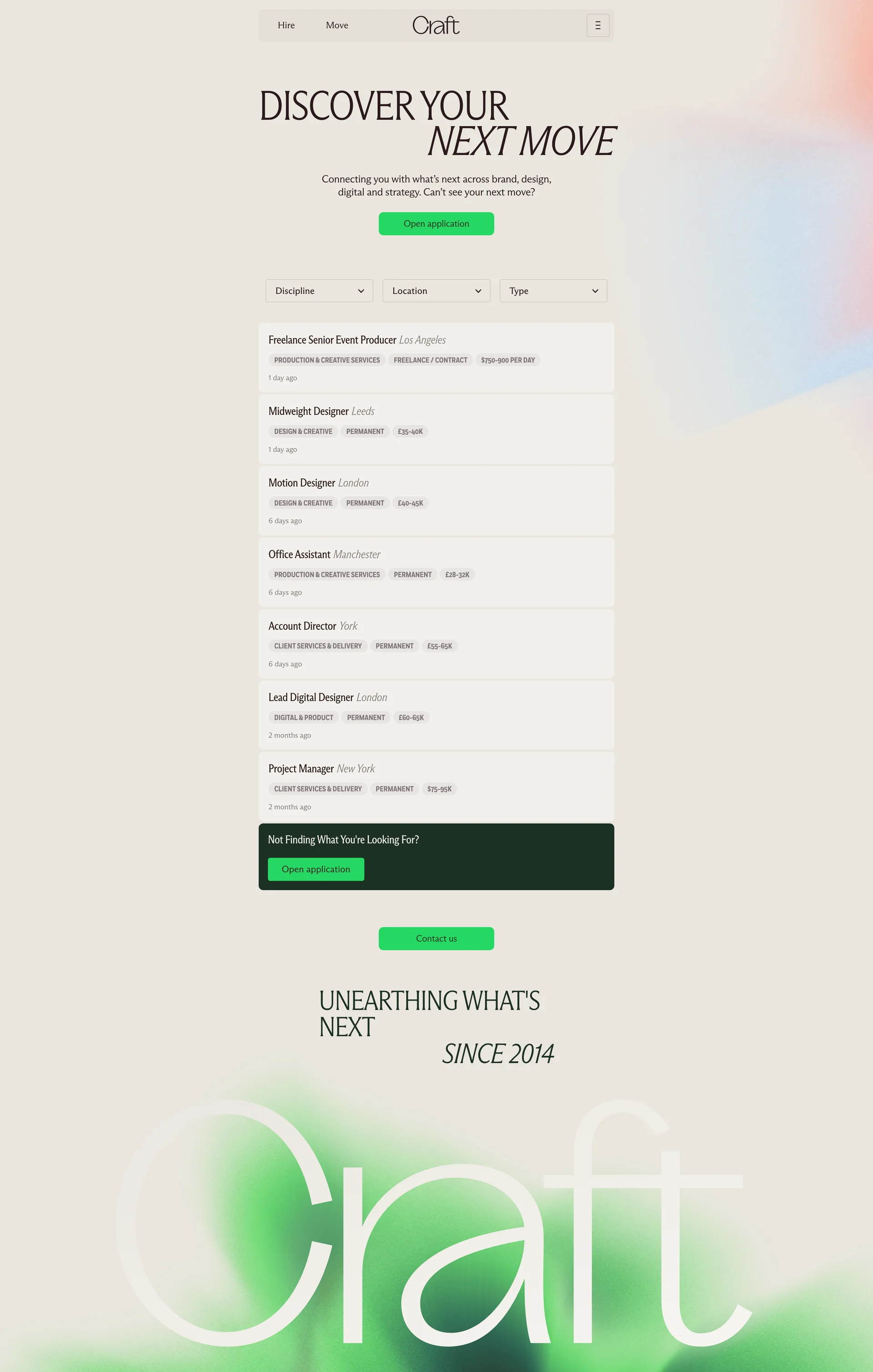 Craft Agency — Design скриншот интерфейса