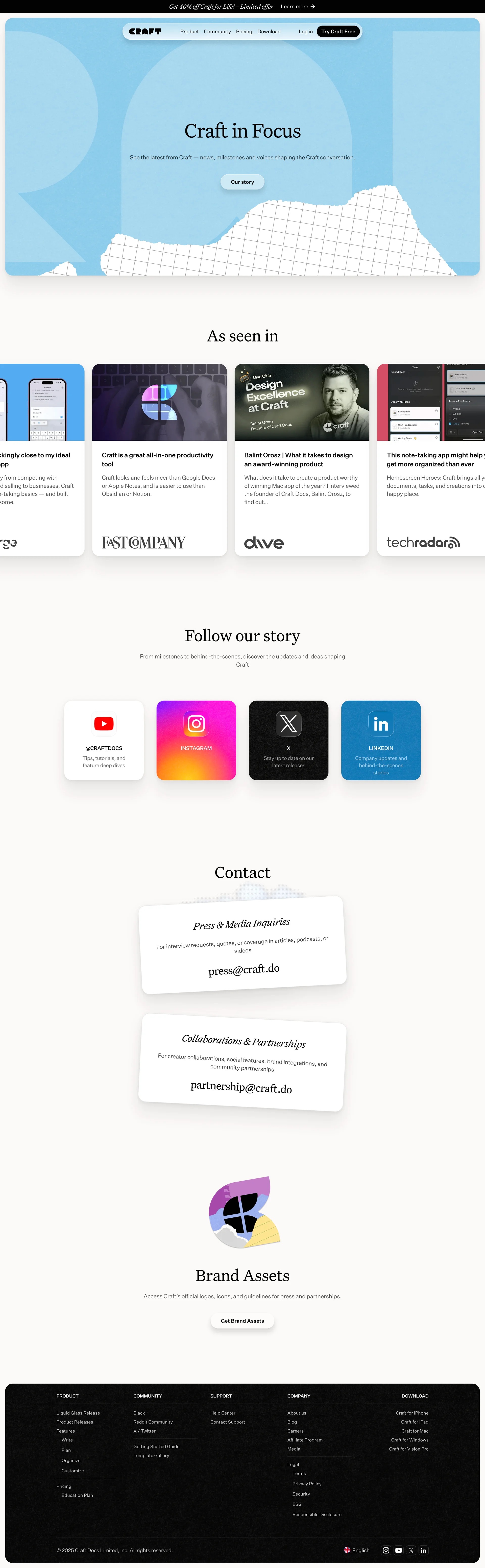 Craft — Productivity скриншот интерфейса