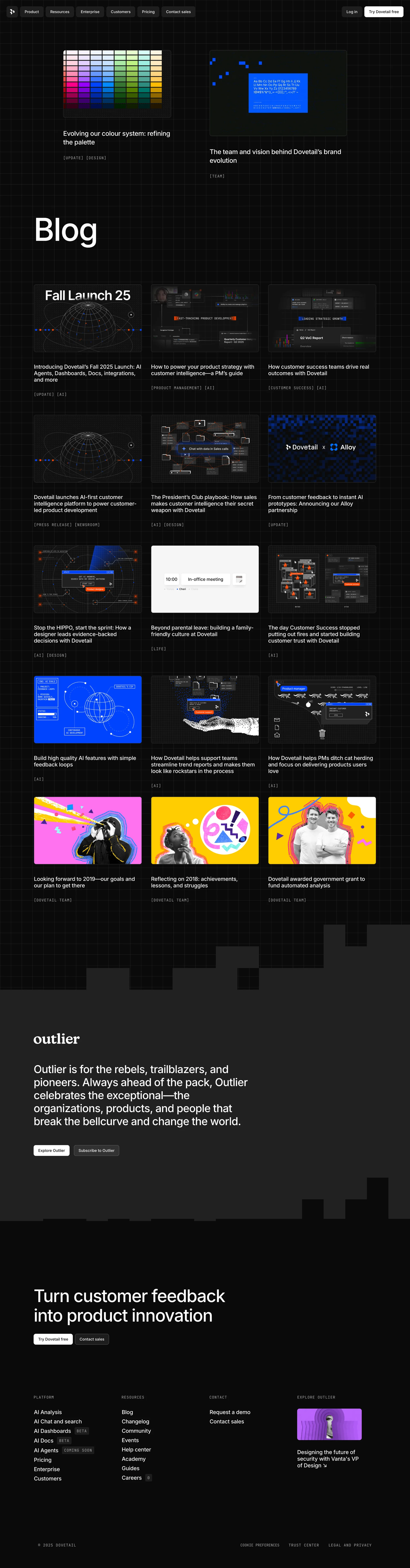 Dovetail — Analytics скриншот интерфейса