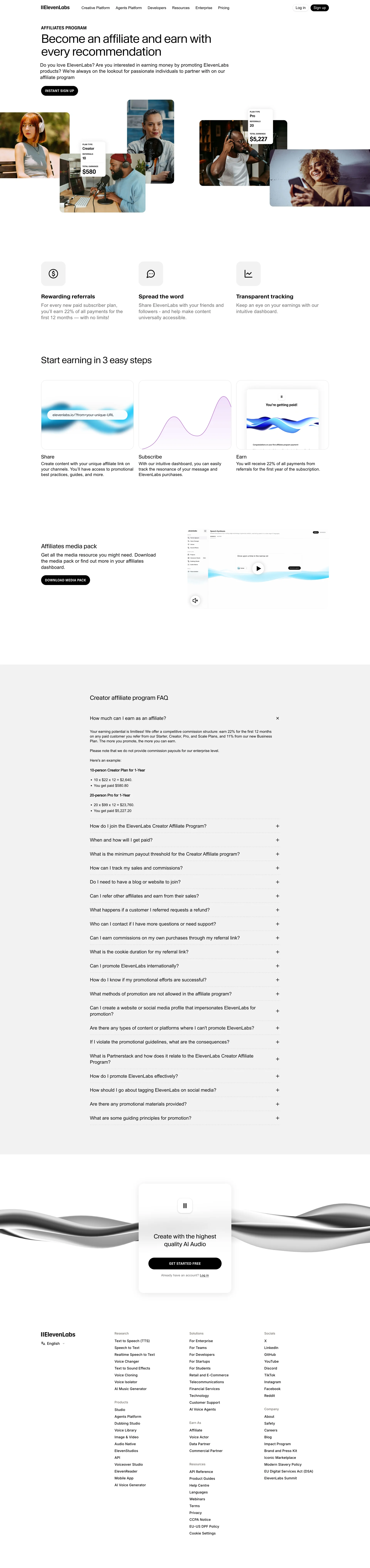 ElevenLabs — AI/ML скриншот интерфейса