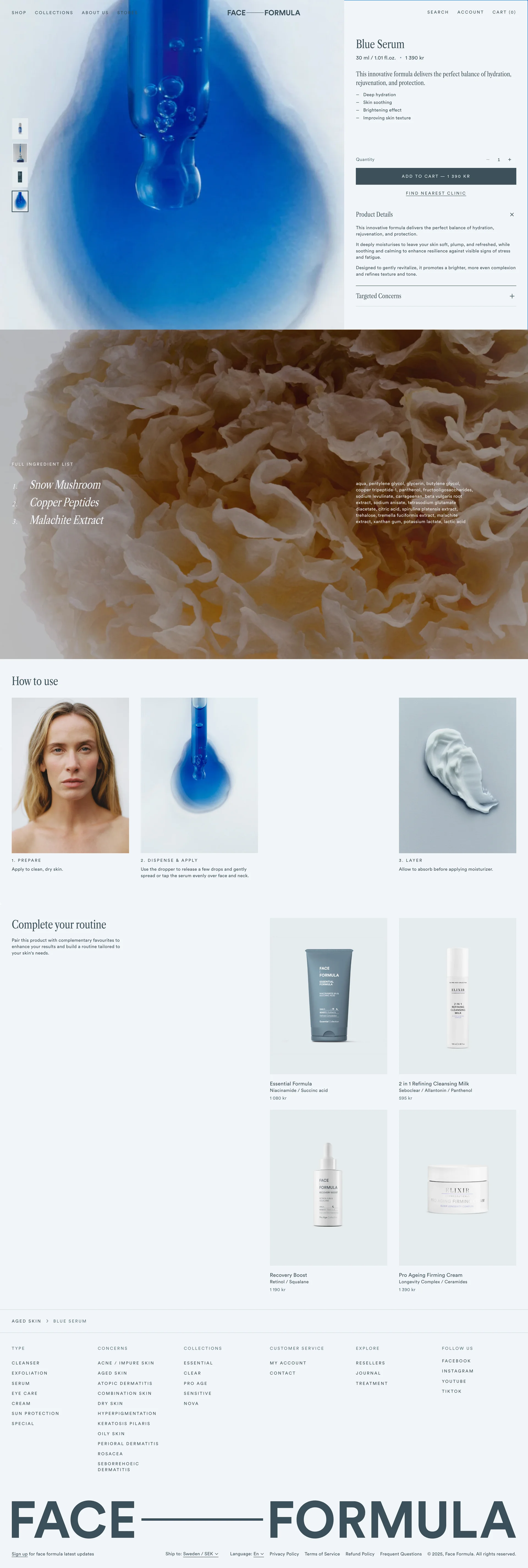 Face Formula — E-commerce скриншот интерфейса