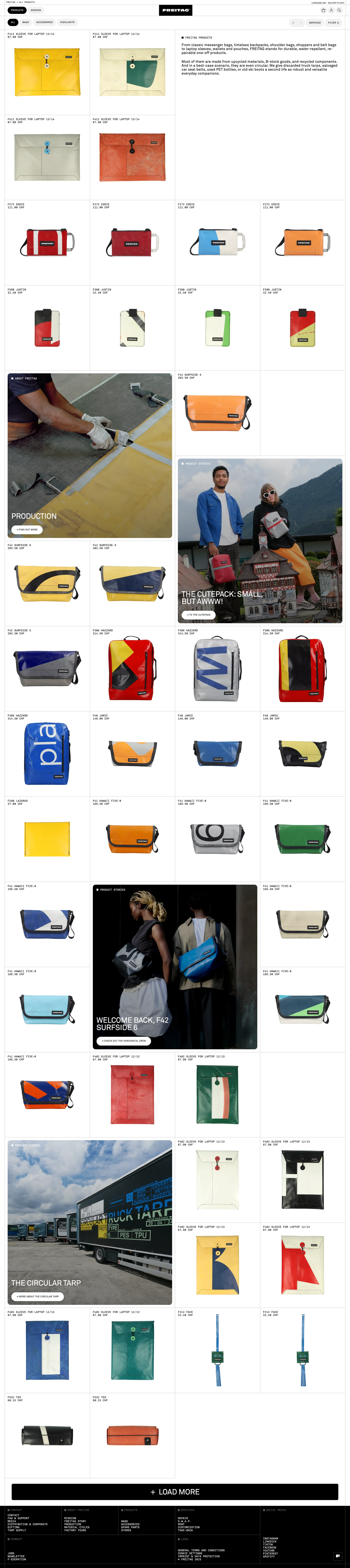 FREITAG — E-commerce скриншот интерфейса