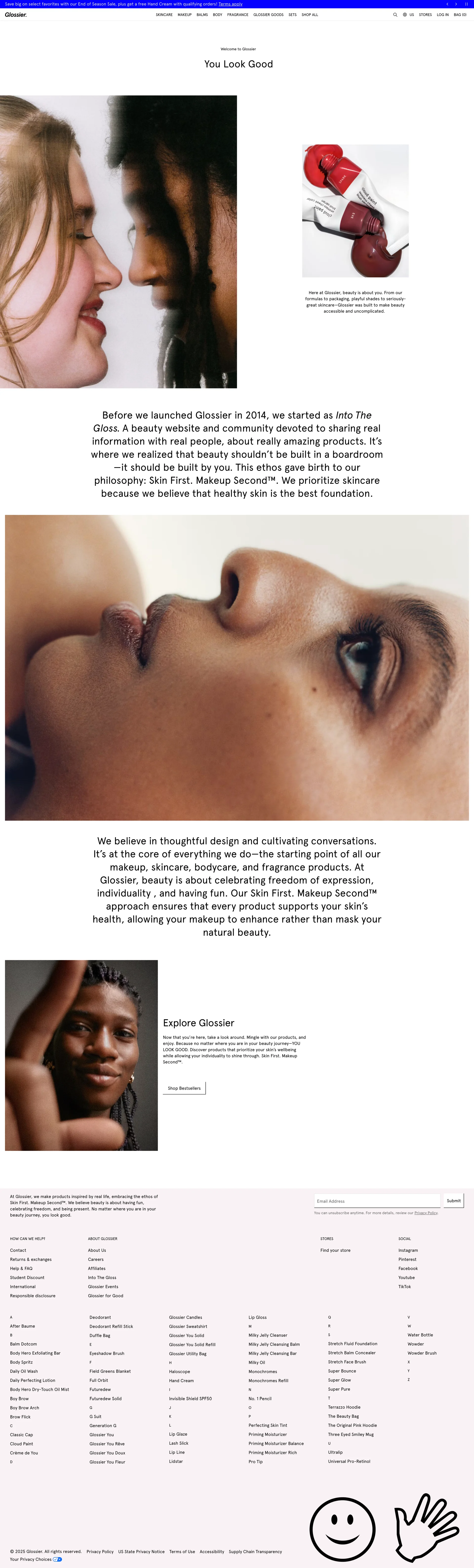 Glossier — E-commerce скриншот интерфейса