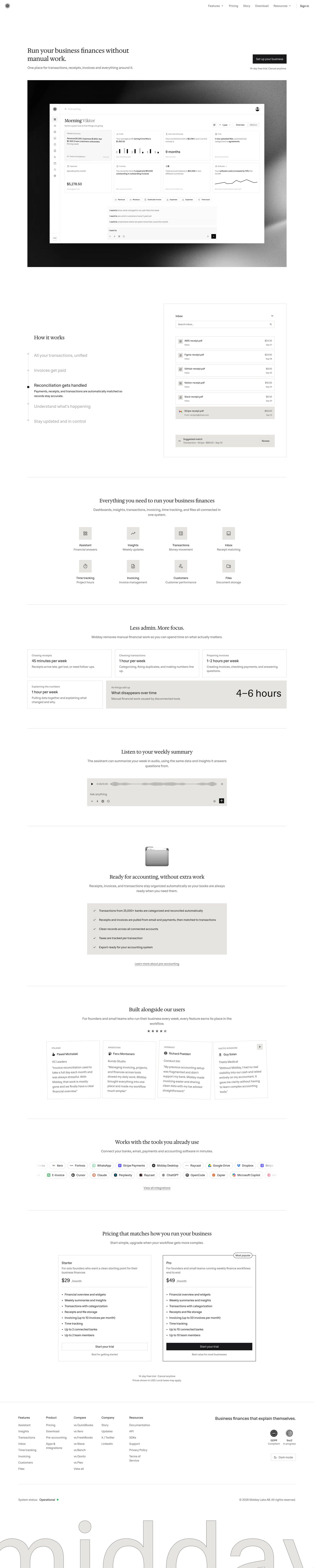 Midday — Productivity скриншот интерфейса