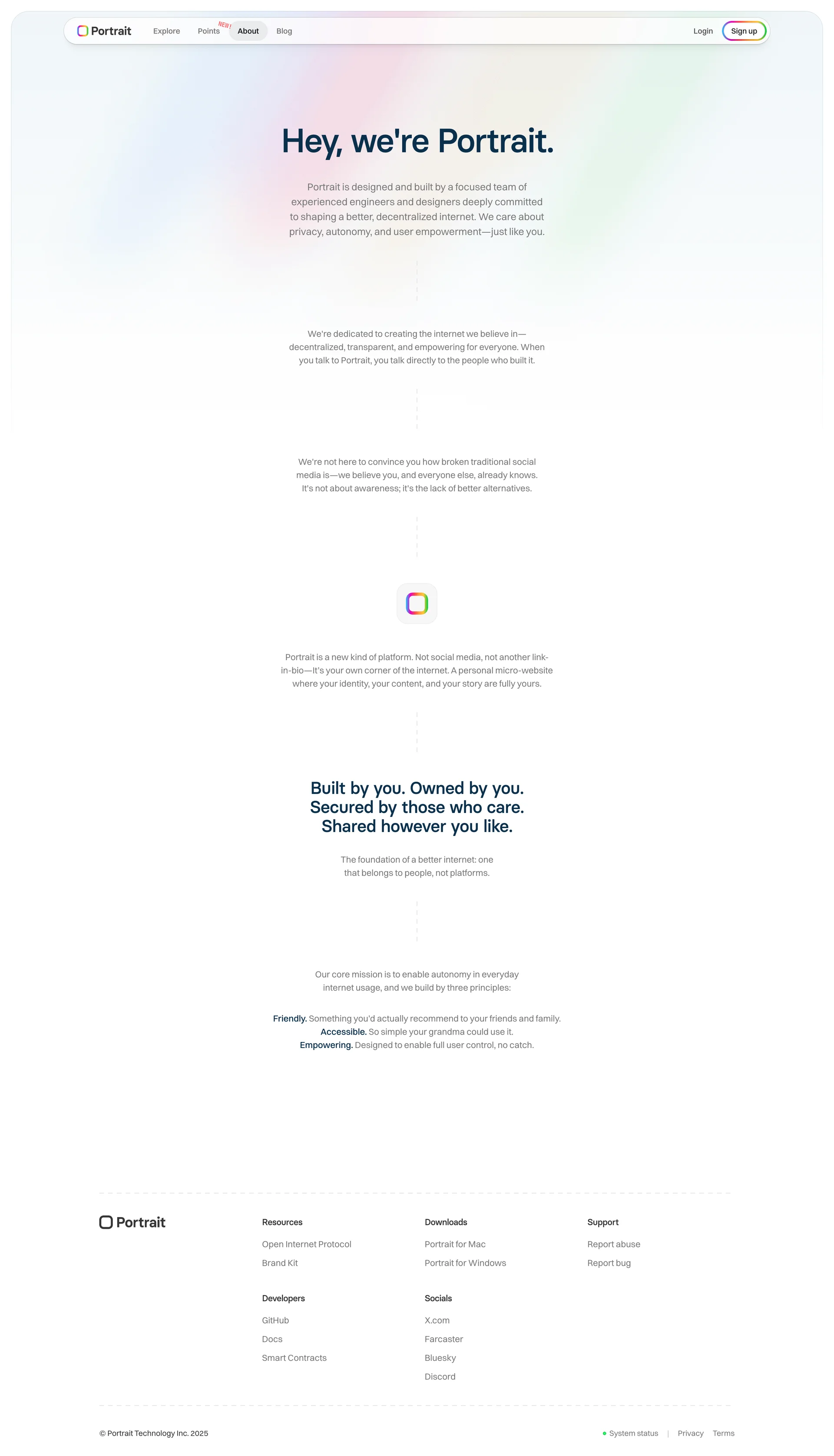 Portrait — Social скриншот интерфейса