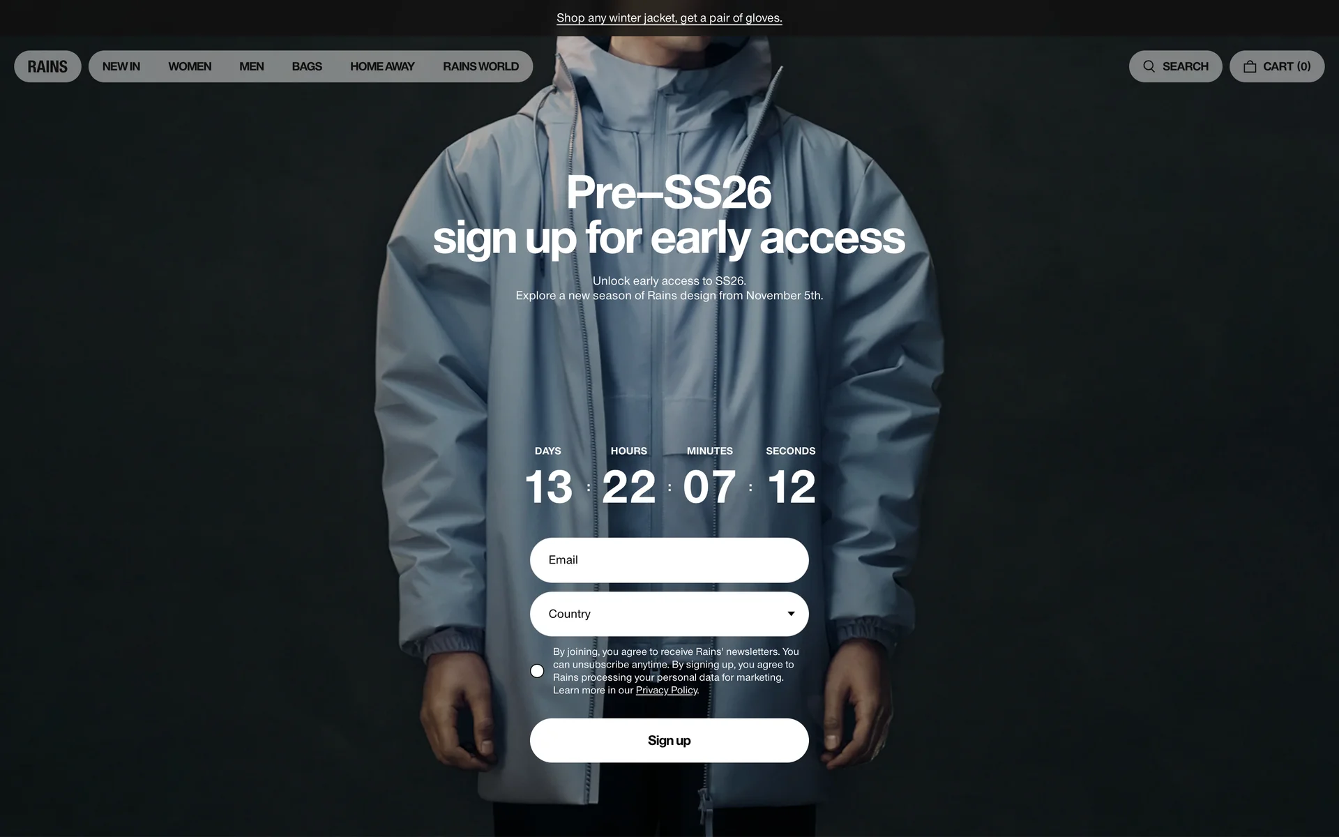 Rains — E-commerce скриншот интерфейса